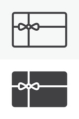 Birthday present box with bow icon in line and solid styles. Outline and solid icon, editable stroke vector sign symbol. Birthday gift box icon for events.