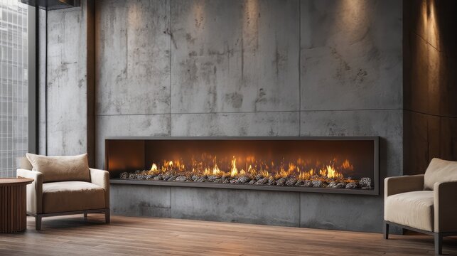 Contemporary Luxury Living Room with Beige Seating and Textured Microcement Fireplace Wall, living room with fireplace, fireplace in the living room, fireplace