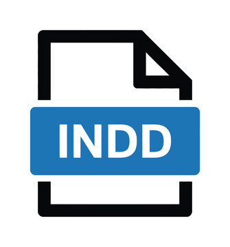 Vector graphic of a document icon with indd text in a blue rectangle