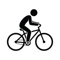 Fototapeta premium Vector graphic of a person riding a bicycle in a simple black silhouette style