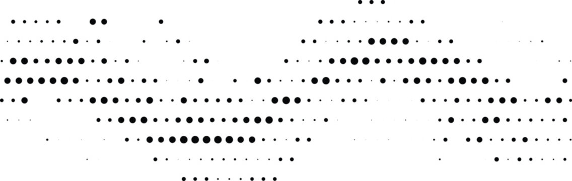 Abstract rhythmic wave pattern halftone design concept with dots texture for audio frequency and frequency spectrum visuals.