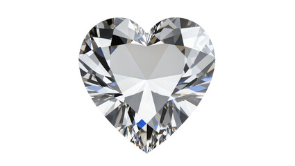 Fototapeta premium Sparkling heart-shaped diamond gem, isolated on transparent background
