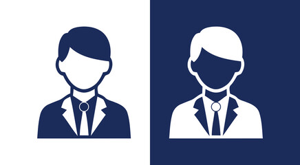 Fototapeta premium Professional Businessman Icon Set in Navy Blue and White