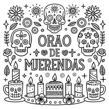 dia de los muertos ofrenda coloring page for kids