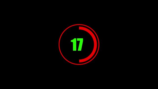 countdown icon 35 seconds. Countdown movie from 30 to 0 number. 4k footage motion video animation black background.