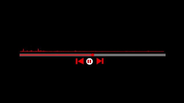 audio wave animation isolated on black background, Audio waveform with frequency animated lines, audio visualizer on black background, Sound waveform spectrum animation. 
