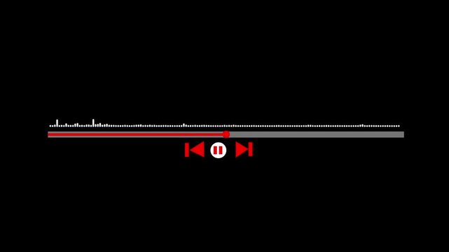 audio wave animation isolated on black background, Audio waveform with frequency animated lines, audio visualizer on black background, Sound waveform spectrum animation. 
