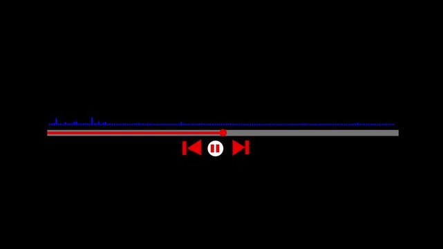 audio wave animation isolated on black background, Audio waveform with frequency animated lines, audio visualizer on black background, Sound waveform spectrum animation. 