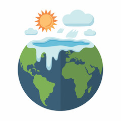 Fototapeta premium climate change illustration of melting earth globe with ice caps and s
