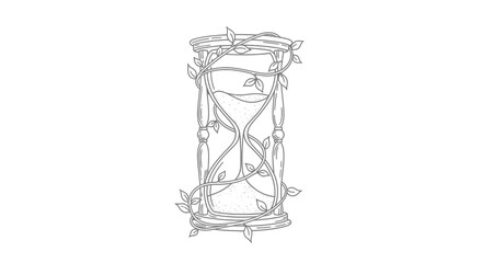 Obraz premium Elegant Hourglass Wrapped in Vines: A Timeless Illustration.