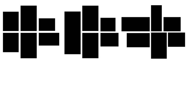 Asymmetrical 6 photo collage vector illustration. Tiles pattern for web and mockup presentation. Collage templates, Comics page grid layout abstract photo frames. pattern photo template collage.eps.10