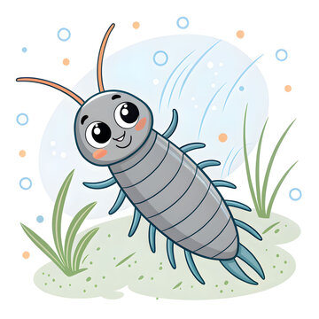 insect silverfish animal cartoon colored clipart