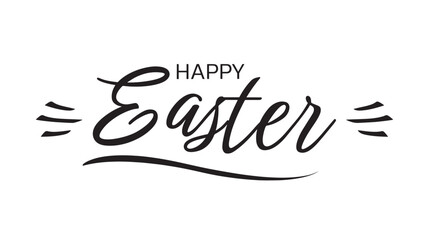 Easter greeting text with elegant script and decorative flourishes on a white background for holiday invitations and cards © RASHIDAPARVIN
