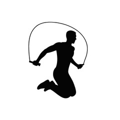 Fototapeta premium A silhouette of a man skipping rope.