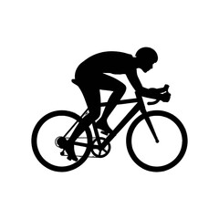 Fototapeta premium A cyclist in silhouette racing on the road with determination.