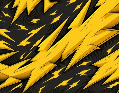 abstract yellow black lightning bolt seamless pattern vibrant modern design for textiles fashion sports stylish vibrant