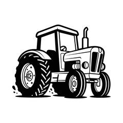 Obraz premium Bold Black and White Tractor Illustration for Agricultural Themes.