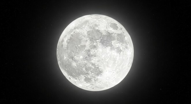 Brilliant Full Moon Orb Glowing with Detailed Craters against a Dark Night Sky