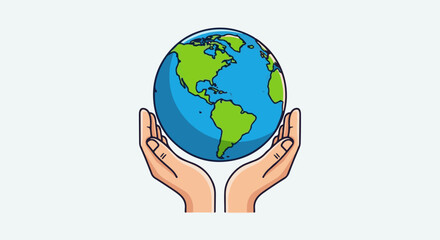 Fototapeta premium Two hands cradling a vibrant planet Earth, symbolizing care and protection