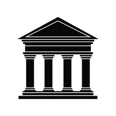 Fototapeta premium Classical bank building silhouette with columns representing financial stability, legal authority, and institutional strength for corporate and government design.