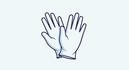 Obraz premium Pair of white cartoon gloves with dark blue outline