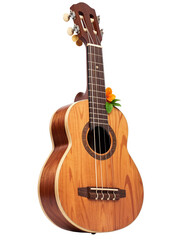 Fototapeta premium Beautiful Wooden Ukulele with Floral Accent