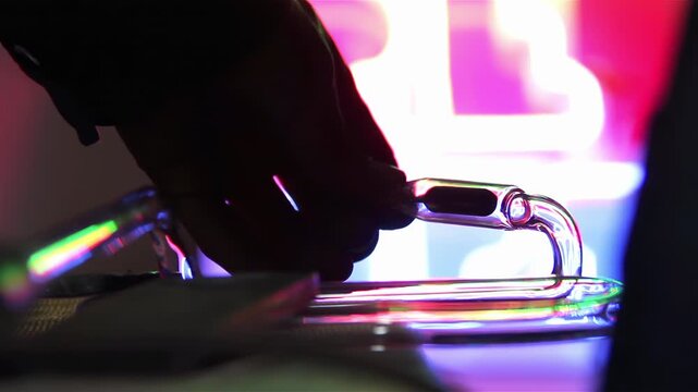Artisan Sealing Electrode to Neon Glass Tube with Hand Torch, Close Up - 4K