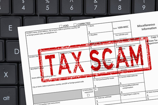 Tax scam warning on 1099 tax form document