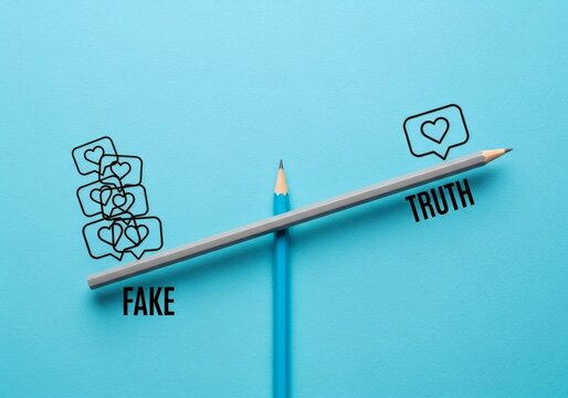 Fake vs Truth Concept Social Media Likes Imbalance Misinformation and Digital Trust Contrast