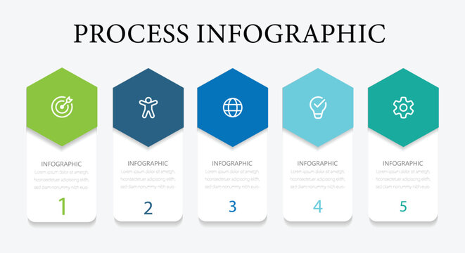 Timeline infographic with infochart. Modern presentation template with 5 spets for business process.Editable Vector illustration .   
