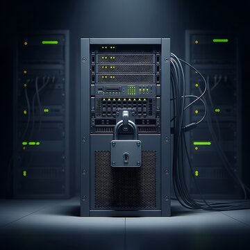 Secure Server Rack with Padlock - Data Protection.