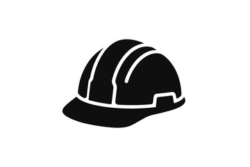 Fototapeta premium Black silhouette of a safety helmet icon on white background