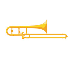 Fototapeta premium Golden trombone musical instrument isolated on white background