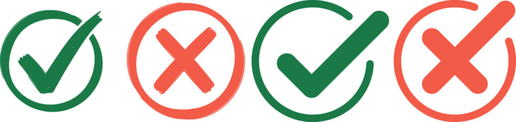 Obraz premium Checkmark and x symbols in colored ovals a visual representation of approval and rejection
