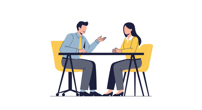 Business professionals in discussion at a table with communication concepts