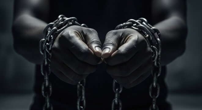 Hands in Chains A Symbol of Captivity and Struggle.