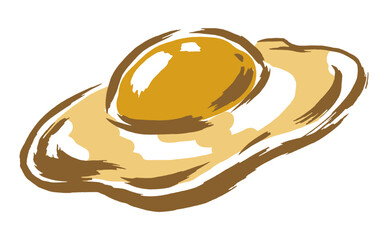 Fototapeta premium Breakfast kitchen art. Fried egg food print design. Sunny side up vector illustration for menu, apparel, stickers and merchandise.