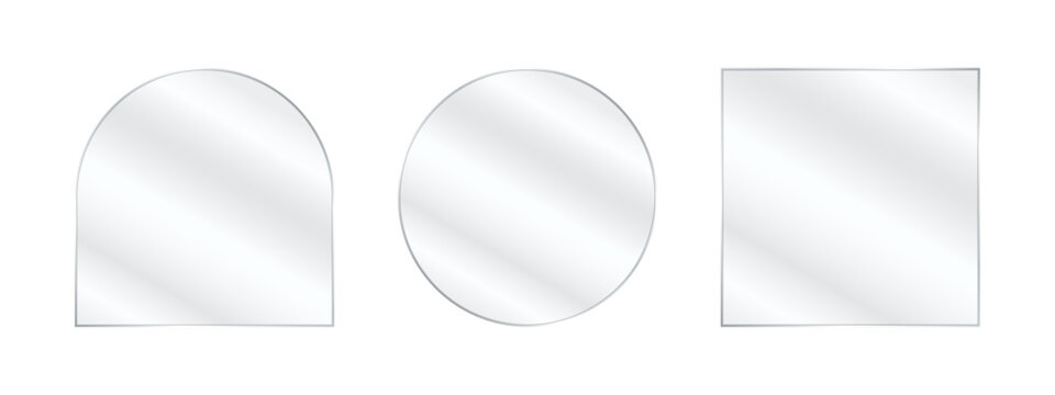 Mirror glass window panel with crystal clear surface and glossy reflections across a bright digital display.