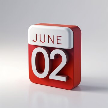 Red calendar icon showing june 2nd on a gray background