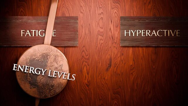 Energy levels swings between fatigue and hyperactive. Visualizing a repeated pattern of Energy levels that cycles between extremities: fatigue and hyperactive.