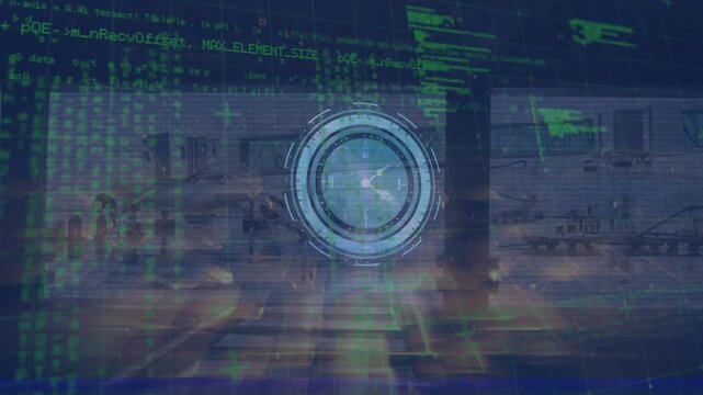 Animation of clock moving over airport