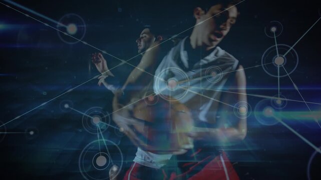 Animation of network of connections over diverse basketball players