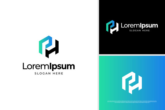 Monogram letter P H of house building logo design template