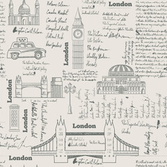Fototapeta premium London landmarks seamless pattern