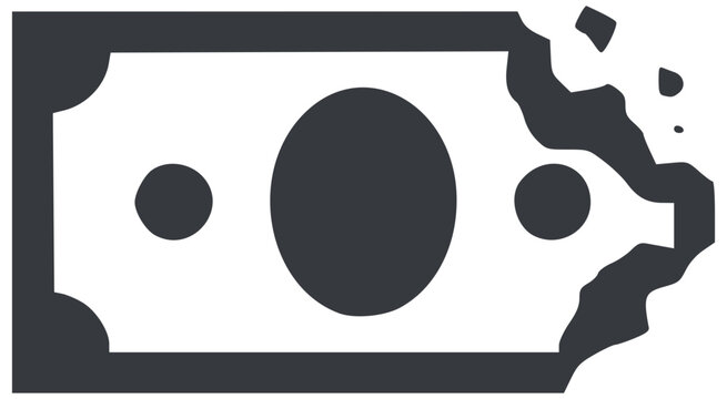 Cash banknote with bite mark illustrating high inflation and loss of currency purchasing power