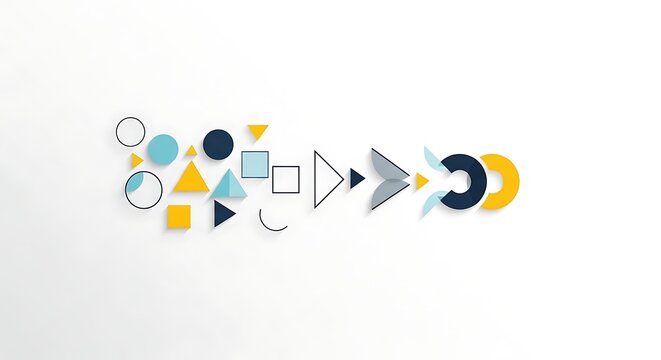 Abstract geometric shapes trial and error business concept