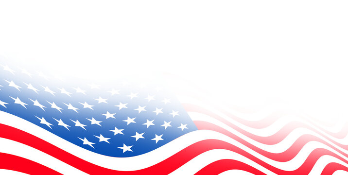 United states of America or usa waving flag with empty, blank, copy space on transparent background.  for Independence Day Fourth of July Memorial Day and National Holiday Web Banner or Flyer Design