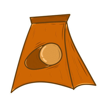 Hand drawn paper bag , bread packaging icon in doodle style