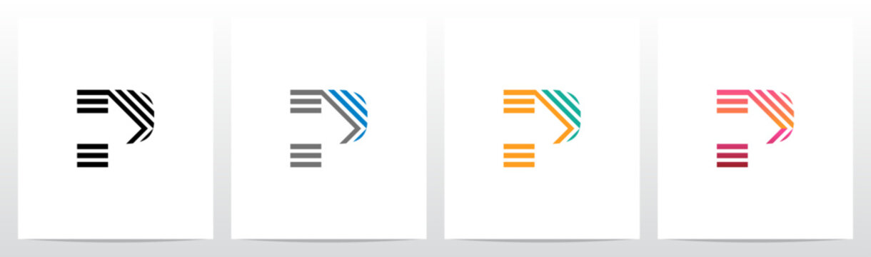 Arrow Direction Parallel Lines Letter Initial Logo Design P