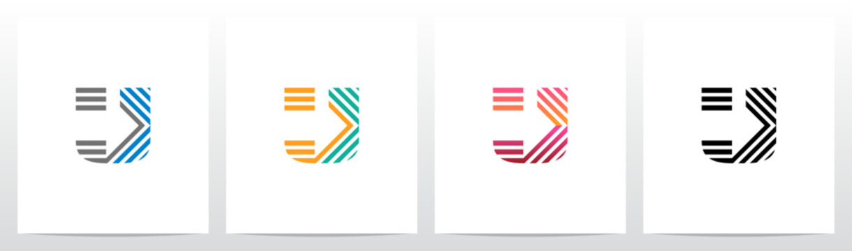 Arrow Direction Parallel Lines Letter Initial Logo Design U